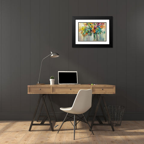 Cloud of Flowers Black Modern Wood Framed Art Print with Double Matting by Vassileva, Silvia