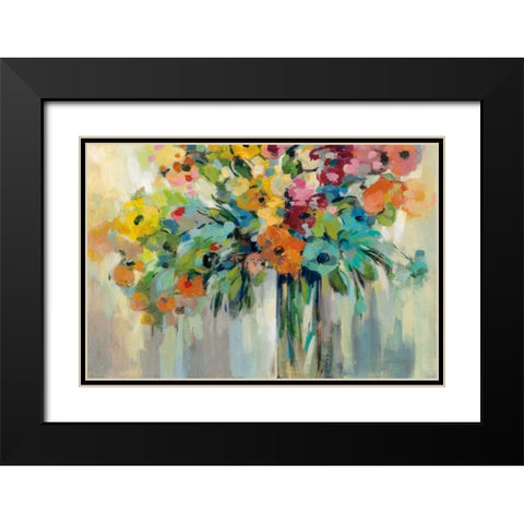 Cloud of Flowers Black Modern Wood Framed Art Print with Double Matting by Vassileva, Silvia