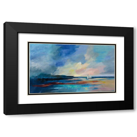 Ultramarine Sea and Sky Black Modern Wood Framed Art Print with Double Matting by Vassileva, Silvia