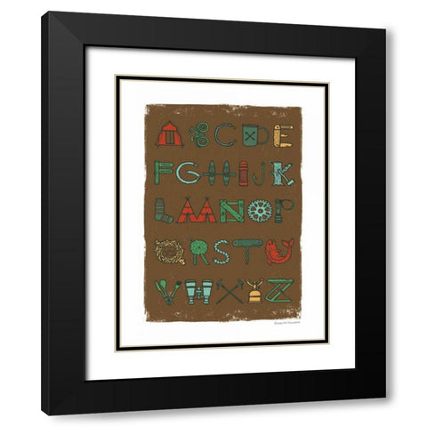 Camping Alphabet Dark Black Modern Wood Framed Art Print with Double Matting by Snowdon, Alexandra