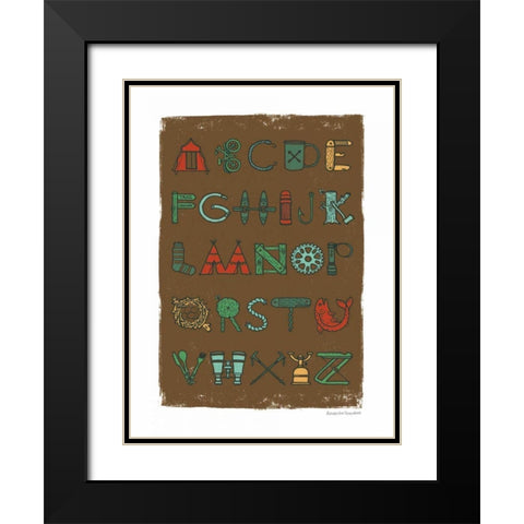 Camping Alphabet Dark Black Modern Wood Framed Art Print with Double Matting by Snowdon, Alexandra