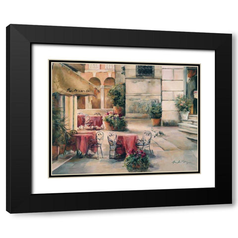 Plaza Cafe Black Modern Wood Framed Art Print with Double Matting by Hageman, Marilyn