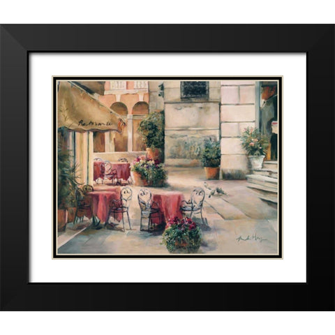 Plaza Cafe Black Modern Wood Framed Art Print with Double Matting by Hageman, Marilyn