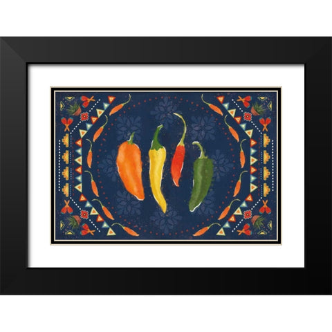 Tex Mex Fiesta I Dark Black Modern Wood Framed Art Print with Double Matting by Charron, Veronique