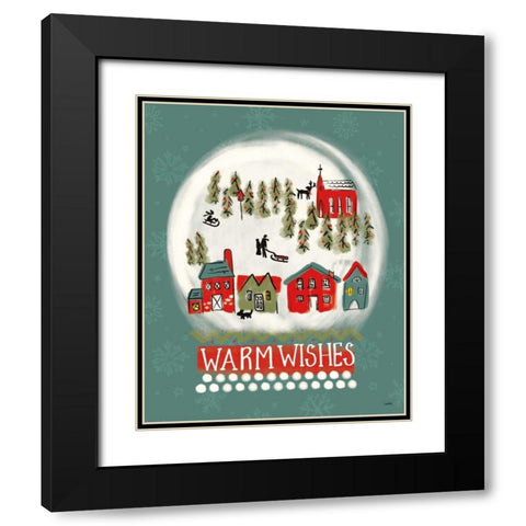 Winter Village II Black Modern Wood Framed Art Print with Double Matting by York, Leah
