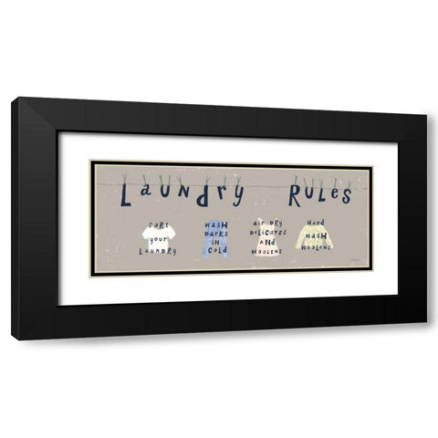 Laundry Rules I Gray Black Modern Wood Framed Art Print with Double Matting by Schlabach, Sue