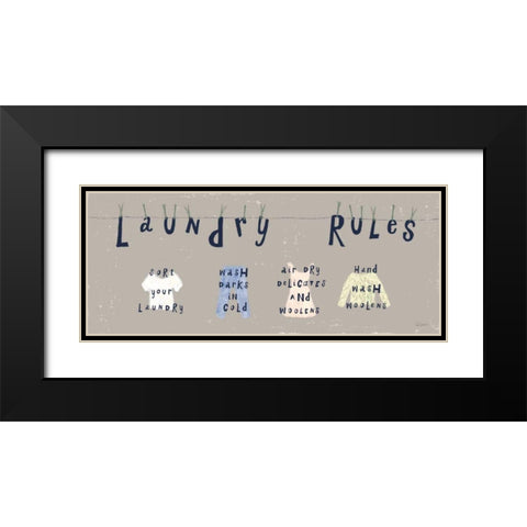 Laundry Rules I Gray Black Modern Wood Framed Art Print with Double Matting by Schlabach, Sue