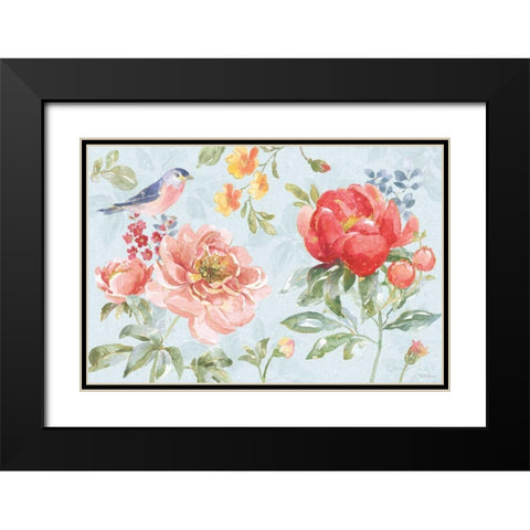 Floral Focus I Blue Black Modern Wood Framed Art Print with Double Matting by Grove, Beth