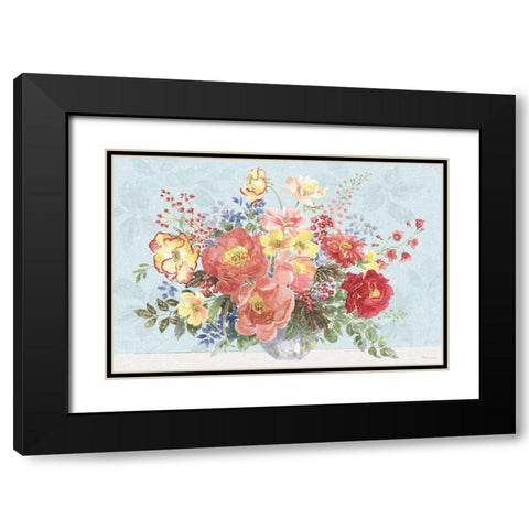 Floral Focus V Blue Black Modern Wood Framed Art Print with Double Matting by Grove, Beth