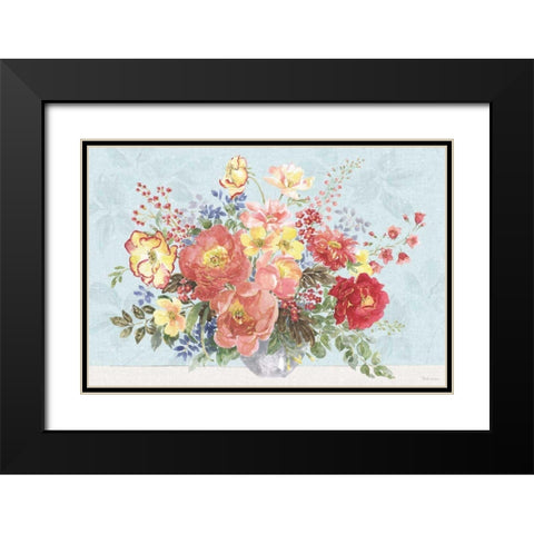 Floral Focus V Blue Black Modern Wood Framed Art Print with Double Matting by Grove, Beth