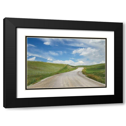 Gravel Road Near Choteau Montana I Black Modern Wood Framed Art Print with Double Matting by Majchrowicz, Alan