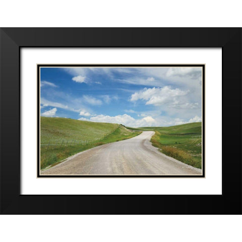Gravel Road Near Choteau Montana I Black Modern Wood Framed Art Print with Double Matting by Majchrowicz, Alan