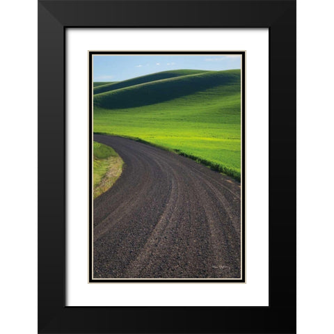 Going Through Palouse Wheat Fields Black Modern Wood Framed Art Print with Double Matting by Majchrowicz, Alan