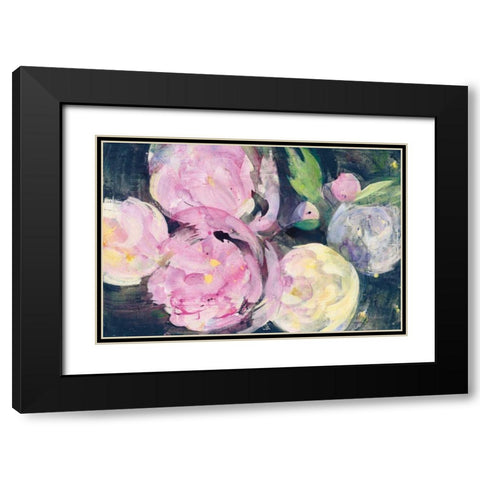 Evening Peonies I Black Modern Wood Framed Art Print with Double Matting by Hristova, Albena