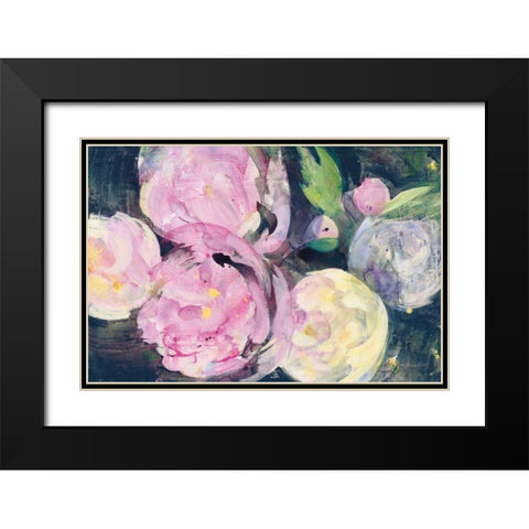 Evening Peonies I Black Modern Wood Framed Art Print with Double Matting by Hristova, Albena