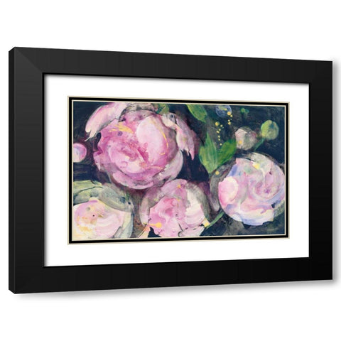 Evening Peonies II Black Modern Wood Framed Art Print with Double Matting by Hristova, Albena