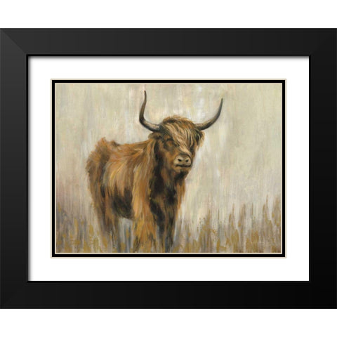 Highland Mountain Cow Black Modern Wood Framed Art Print with Double Matting by Vassileva, Silvia