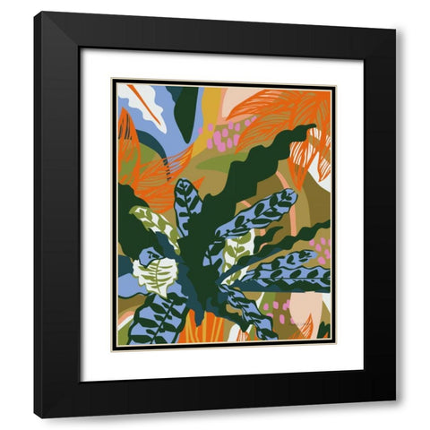 Calathea Black Modern Wood Framed Art Print with Double Matting by Gallagher, Megan