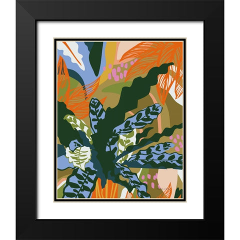 Calathea Black Modern Wood Framed Art Print with Double Matting by Gallagher, Megan