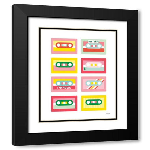 Lets Listen to Music III Black Modern Wood Framed Art Print with Double Matting by Kelle, Ann