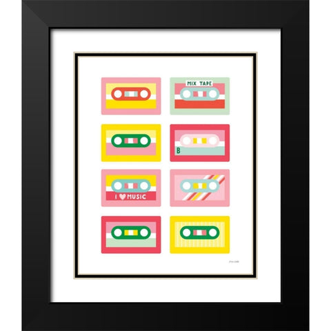 Lets Listen to Music III Black Modern Wood Framed Art Print with Double Matting by Kelle, Ann