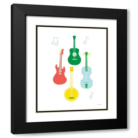 Lets Listen to Music IV Black Modern Wood Framed Art Print with Double Matting by Kelle, Ann