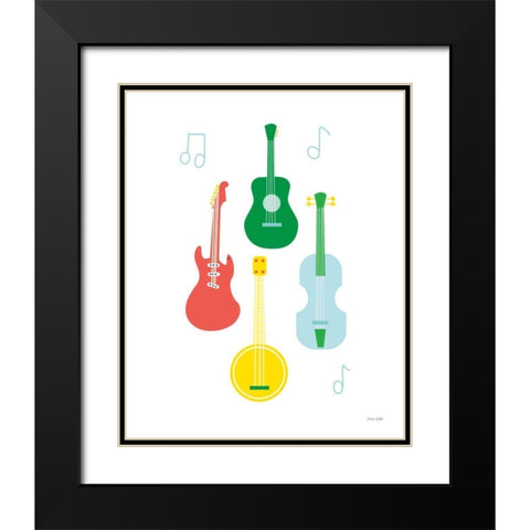 Lets Listen to Music IV Black Modern Wood Framed Art Print with Double Matting by Kelle, Ann