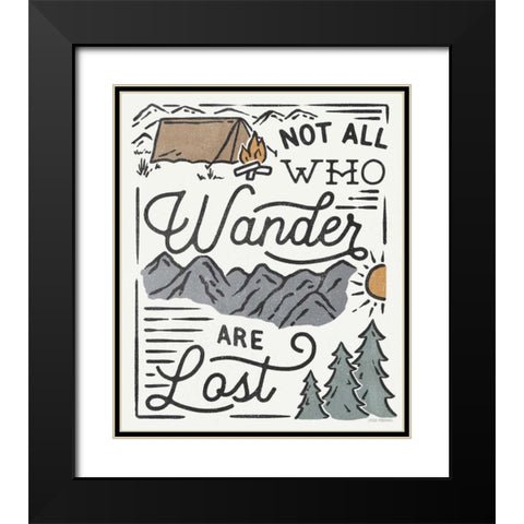 Adventurous V Wander Black Modern Wood Framed Art Print with Double Matting by Marshall, Laura