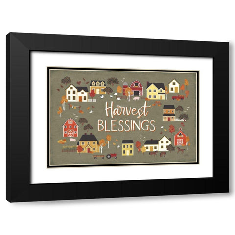 Harvest Village I Script Black Modern Wood Framed Art Print with Double Matting by Marshall, Laura