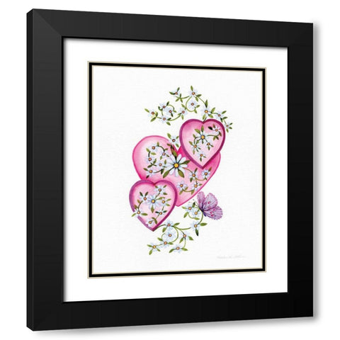 Hearts and Flowers I Black Modern Wood Framed Art Print with Double Matting by McKenna, Kathleen Parr