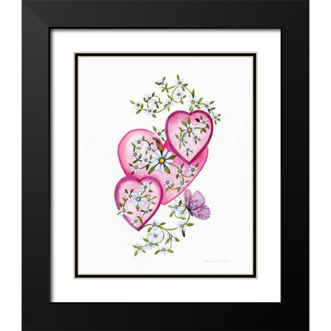 Hearts and Flowers I Black Modern Wood Framed Art Print with Double Matting by McKenna, Kathleen Parr