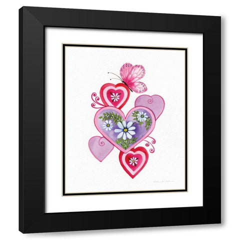 Hearts and Flowers II Black Modern Wood Framed Art Print with Double Matting by McKenna, Kathleen Parr