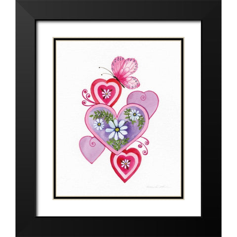 Hearts and Flowers II Black Modern Wood Framed Art Print with Double Matting by McKenna, Kathleen Parr