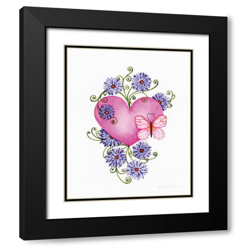 Hearts and Flowers III Black Modern Wood Framed Art Print with Double Matting by McKenna, Kathleen Parr