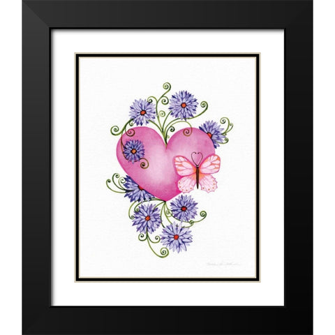 Hearts and Flowers III Black Modern Wood Framed Art Print with Double Matting by McKenna, Kathleen Parr