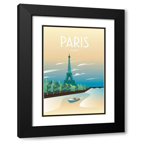 Paris Black Modern Wood Framed Art Print with Double Matting by Escalante, Omar
