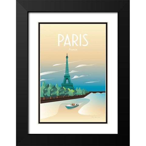 Paris Black Modern Wood Framed Art Print with Double Matting by Escalante, Omar