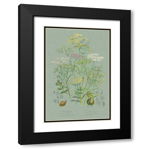 Flowering Plants II Green Linen Black Modern Wood Framed Art Print with Double Matting by Wild Apple Portfolio