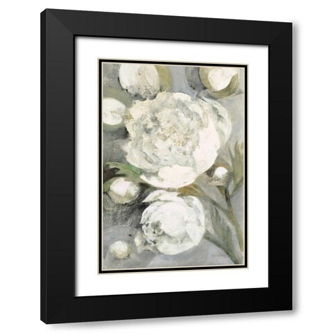 Favorite White Peonies Black Modern Wood Framed Art Print with Double Matting by Hristova, Albena