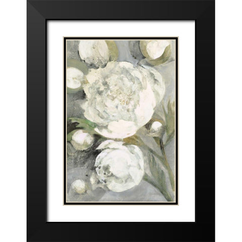 Favorite White Peonies Black Modern Wood Framed Art Print with Double Matting by Hristova, Albena
