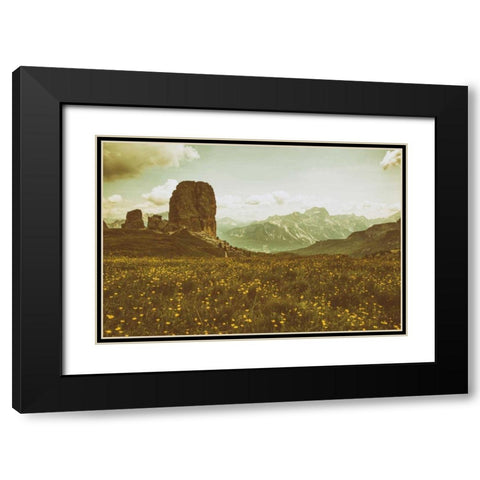 Floral Fields Black Modern Wood Framed Art Print with Double Matting by Aledanda