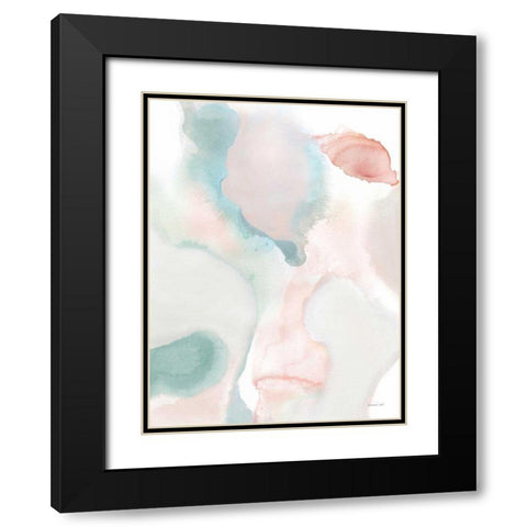 Sage and Pink Abstract I Black Modern Wood Framed Art Print with Double Matting by Nai, Danhui