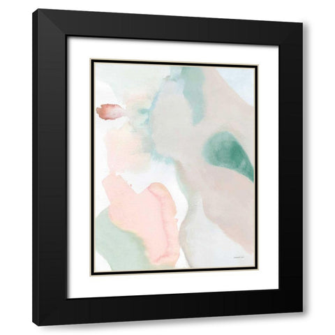 Sage and Pink Abstract II Black Modern Wood Framed Art Print with Double Matting by Nai, Danhui