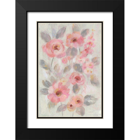 Expressive Pink Flowers I Black Modern Wood Framed Art Print with Double Matting by Vassileva, Silvia