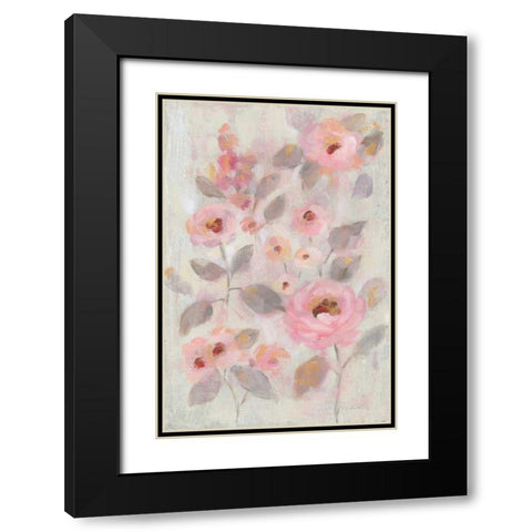 Expressive Pink Flowers II Black Modern Wood Framed Art Print with Double Matting by Vassileva, Silvia