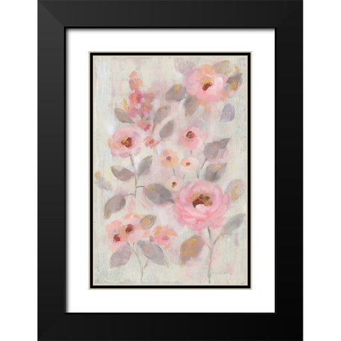 Expressive Pink Flowers II Black Modern Wood Framed Art Print with Double Matting by Vassileva, Silvia