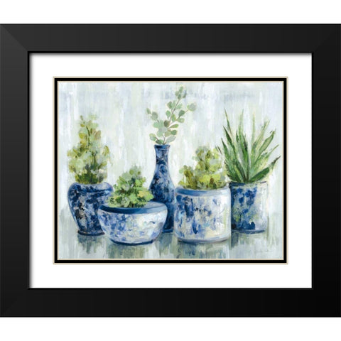 Chinoiserie Plants Bright Black Modern Wood Framed Art Print with Double Matting by Vassileva, Silvia