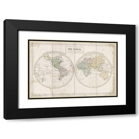 Old World Eastern Western Linen v2 Black Modern Wood Framed Art Print with Double Matting by Wild Apple Portfolio