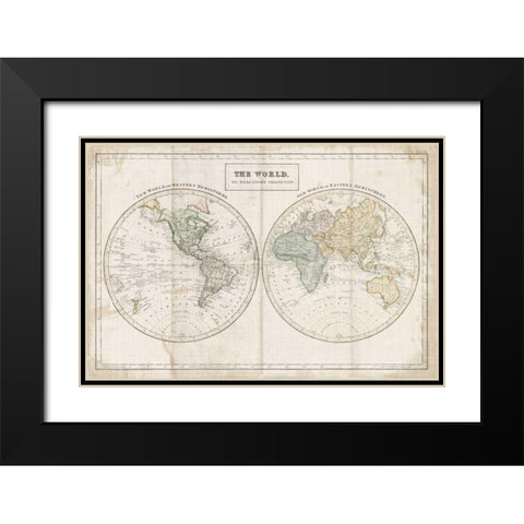 Old World Eastern Western Linen v2 Black Modern Wood Framed Art Print with Double Matting by Wild Apple Portfolio