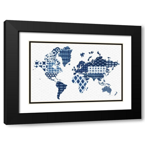 Shibori Map Black Modern Wood Framed Art Print with Double Matting by Green, Nancy